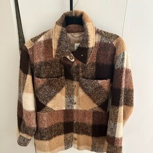 Plaid Wool Jacket in Brown and Tan